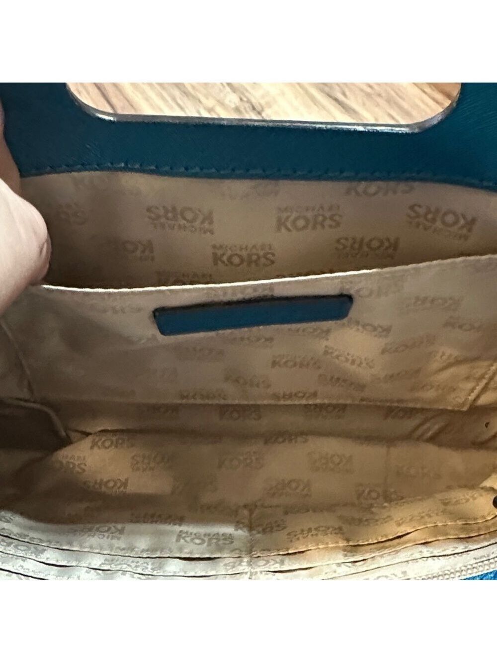 Michael Kors Tilda XL Teal Clutch - Picture 14 of 17